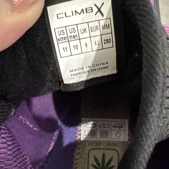 Climb X-Factor Climbing Shoes Violet & Black Lace Up Hemp Lining Women Sz 11 NWT - Picture 9 of 16